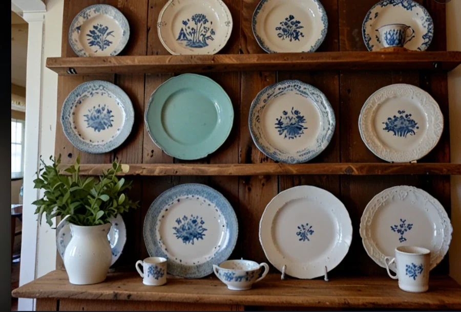 Gallery Wall of Vintage Plates
