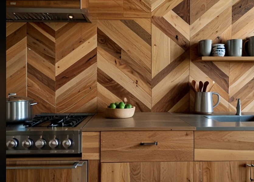 Chevron Wood Backsplash