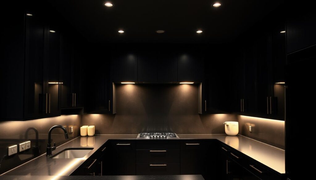 Black Kitchen Lighting Design