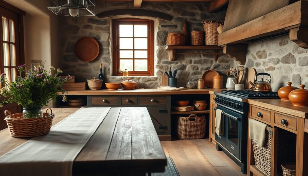 natural materials for cozy kitchen