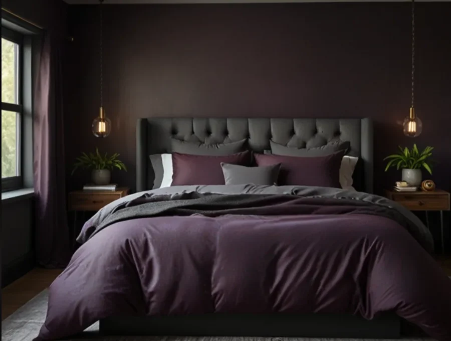 Plum and Charcoal Bedding for a Cozy Vibe
