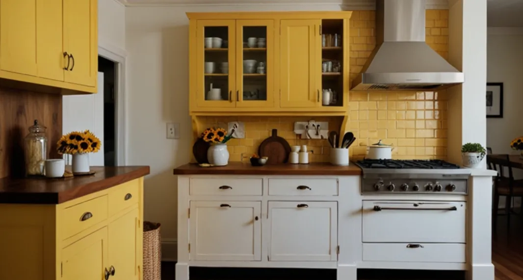 Sunflower Yellow + Butcher Block Counters