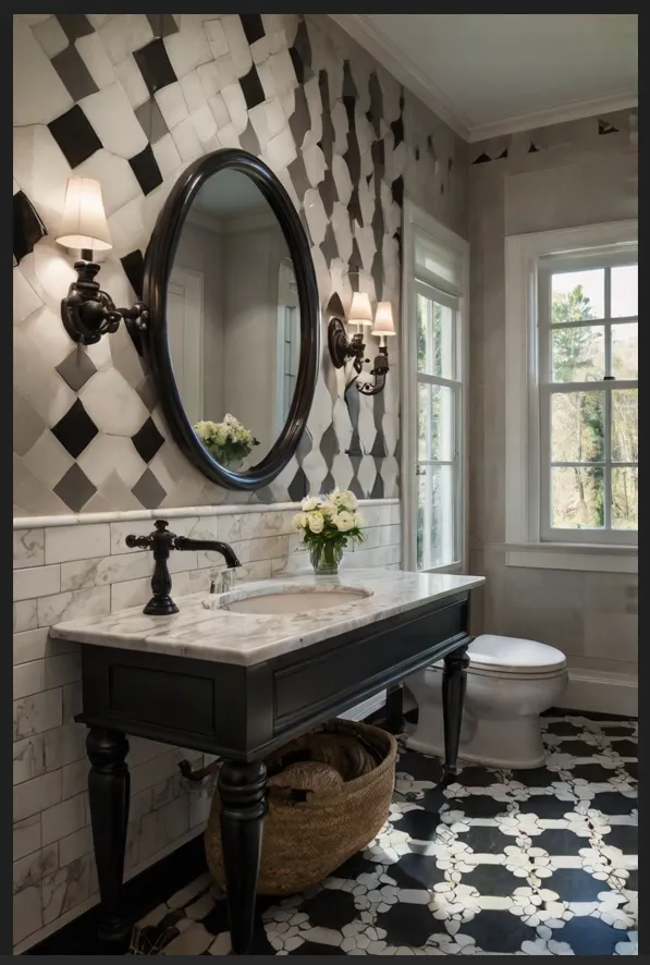 Classic Black and White Checkered Tile