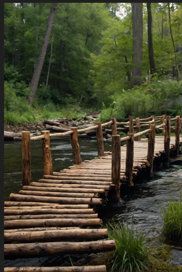 Rustic Log Bridge