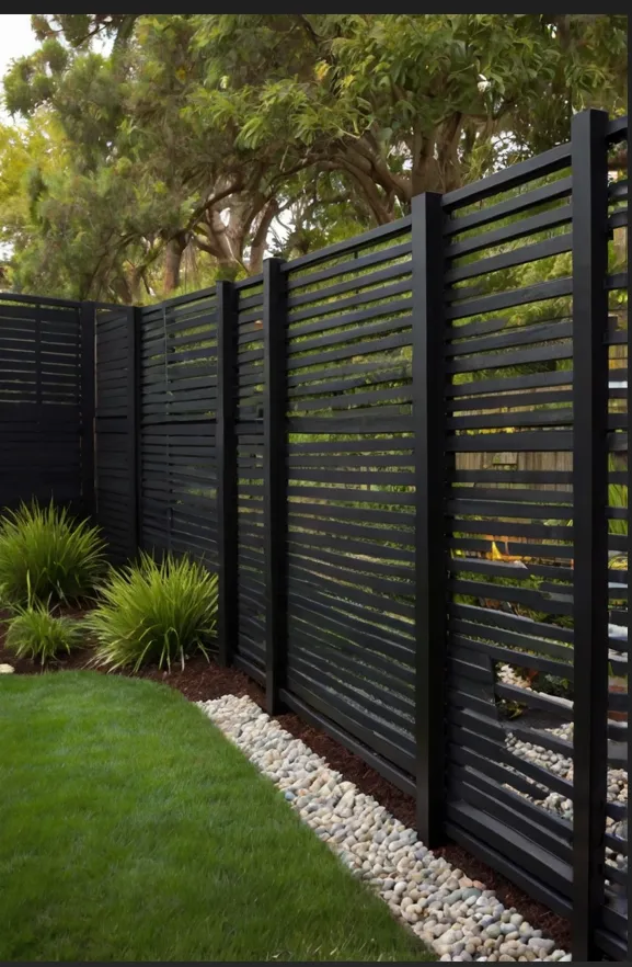 Black Horizontal Slat Fence