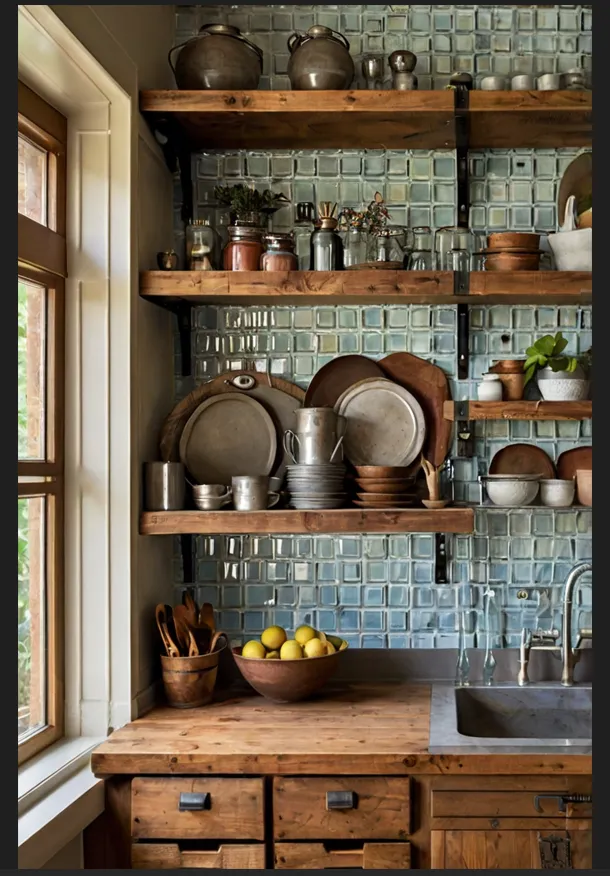 Open Shelving with Collected Finds