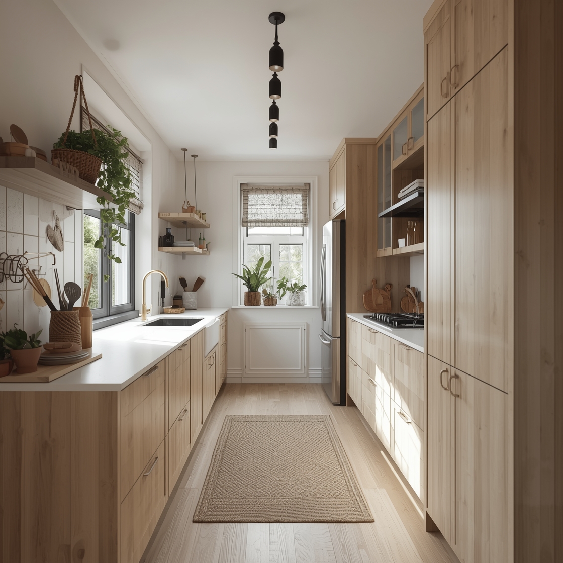 narrow kitchen layout
